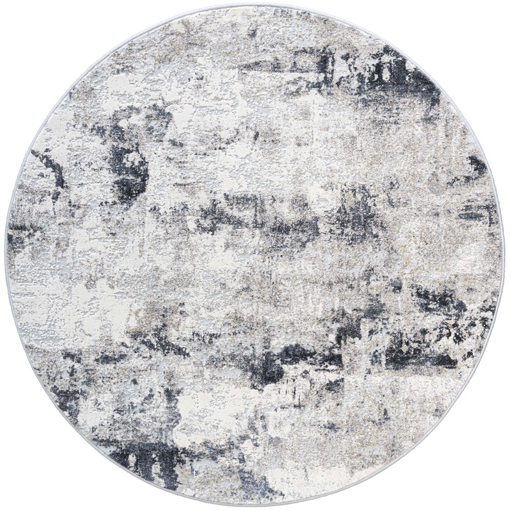 Canyon Abstract Modern Textured Circle Rug 52078 6626 in Grey